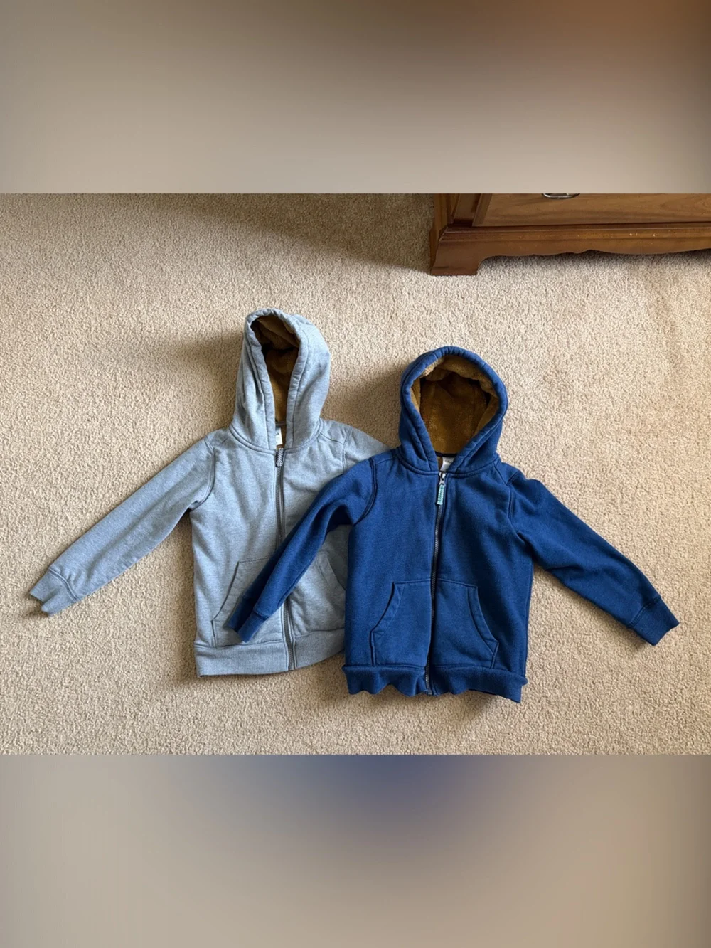 Carter's Cozy Hooded Zip Sweatshirts - Navy and Light Gray Size 6